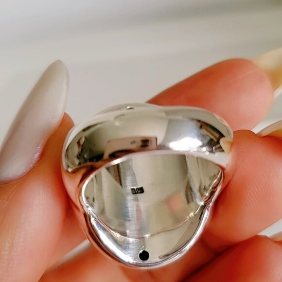 Large Bold Sterling Silver Dome Ring, Chunky Electroform Dome Ring, Sexy Ring - Picture 6 of 9